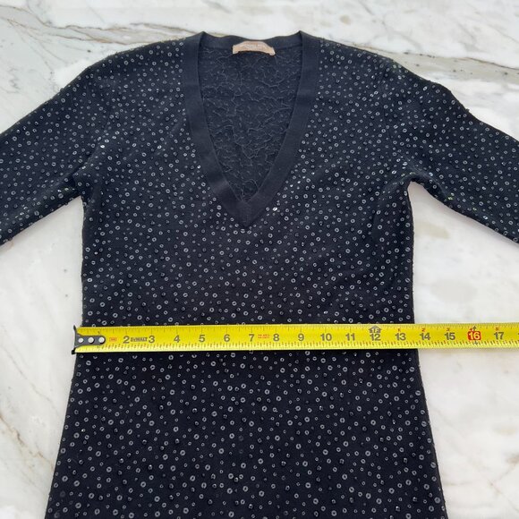 MICHAEL KORS COLLECTION BLACK SEQUINS V-KNECK SWEATER SIZE S NWOTS! - Picture 8 of 13